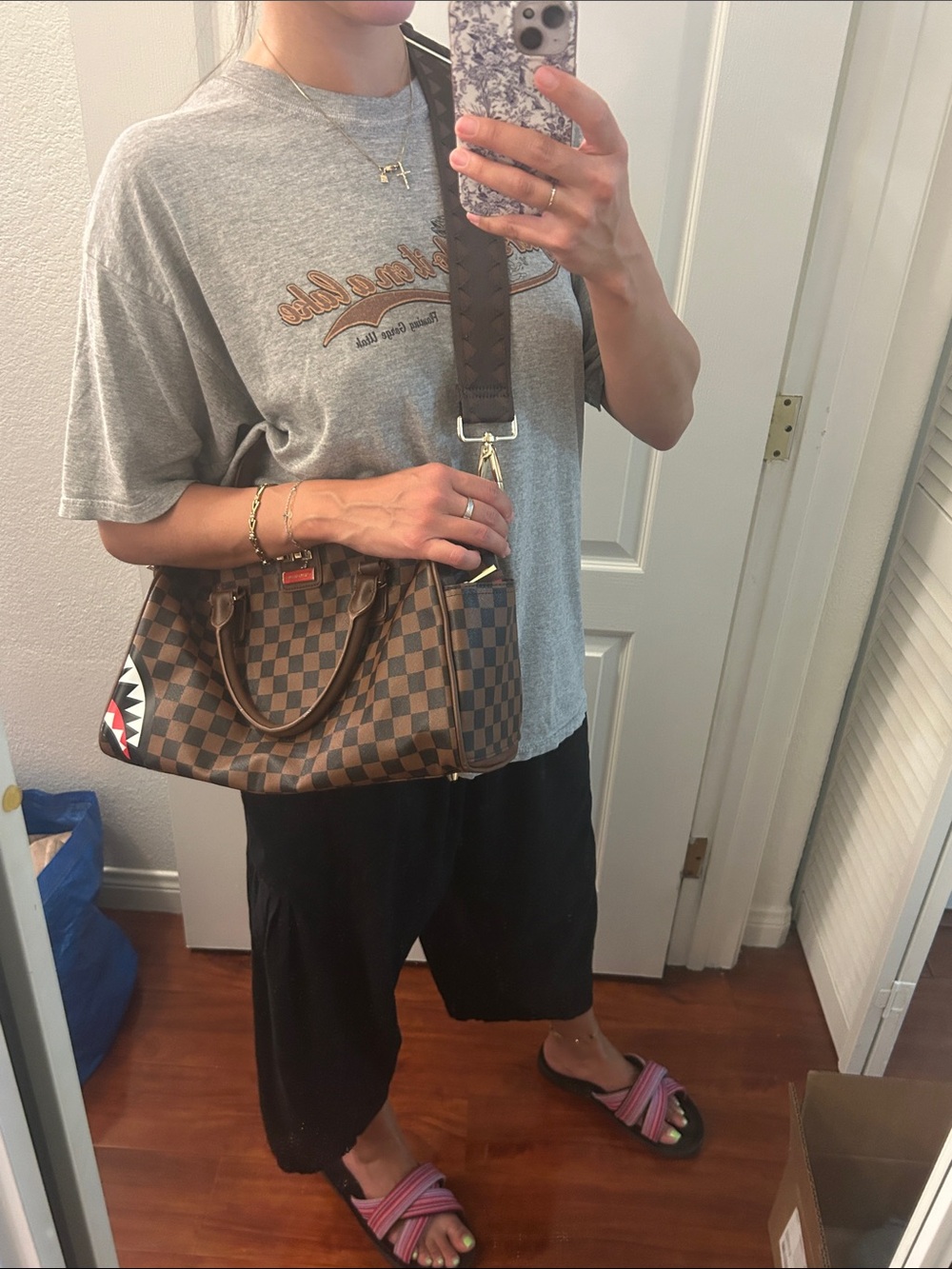 Brown Checkered Sprayground Tote - Picture 11 of 12